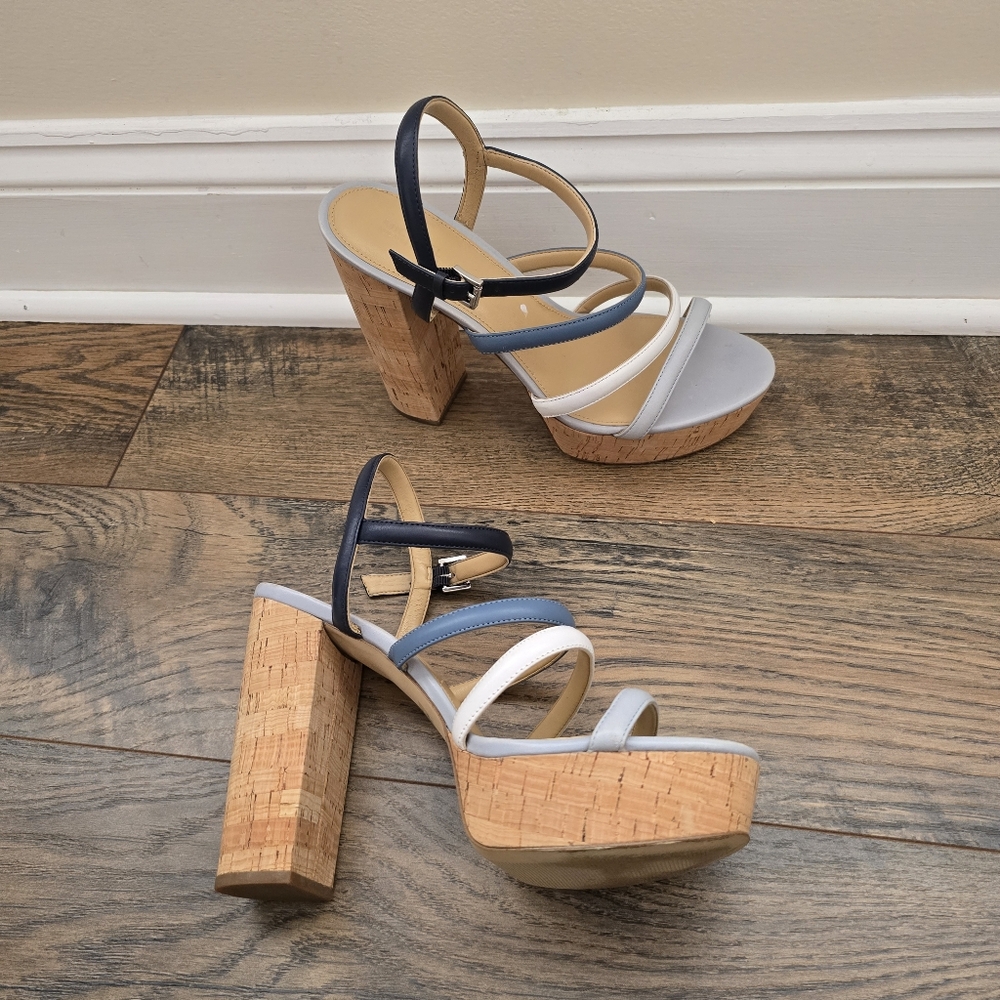 Michael Kors Nantucket Luggage blue Elegant Women's Strappy Sandals size 10